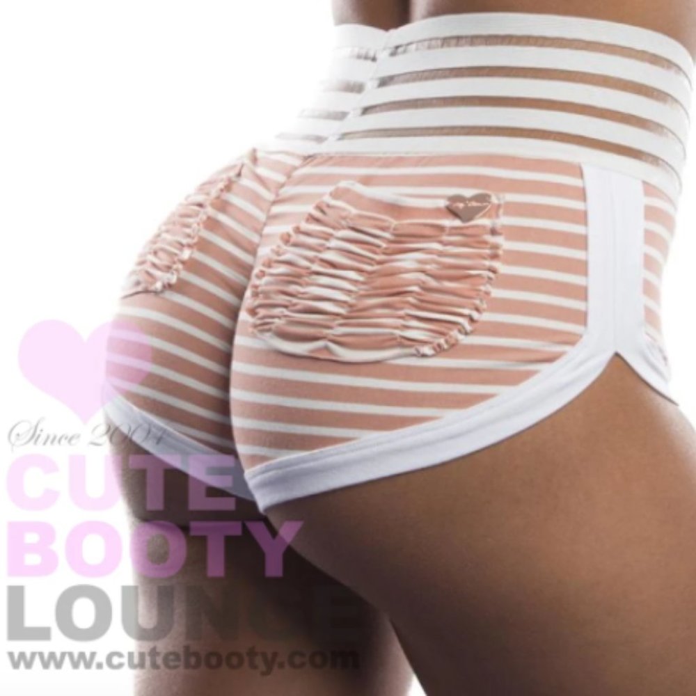 CUTE BOOTY Peachy Nude Stripe Shorts